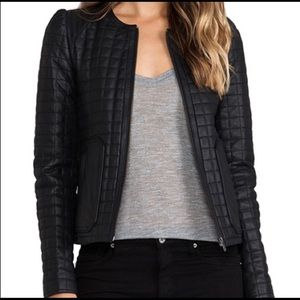 Joie Black Quilted Alessia Leather Jacket Size XS